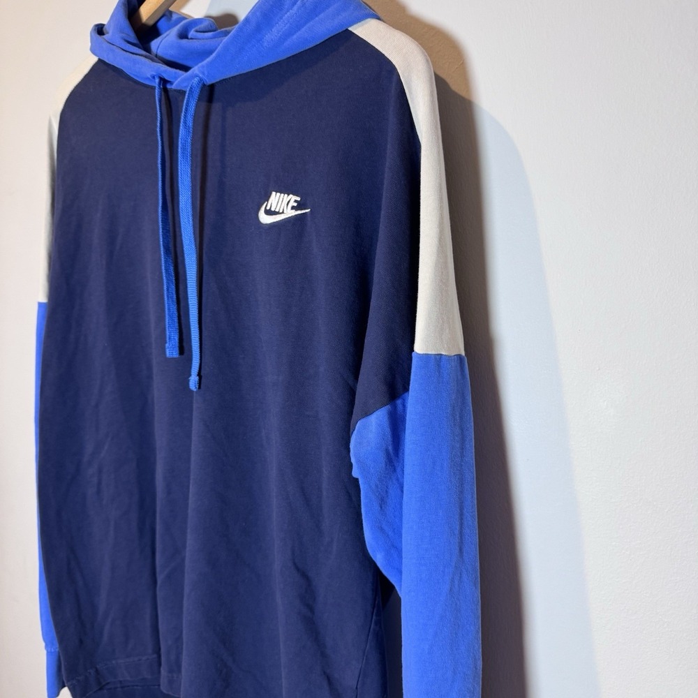 Nike Y2K Hoodie Mens Size‎ Medium Blue Colorblock Embroidered - Picture 2 of 6